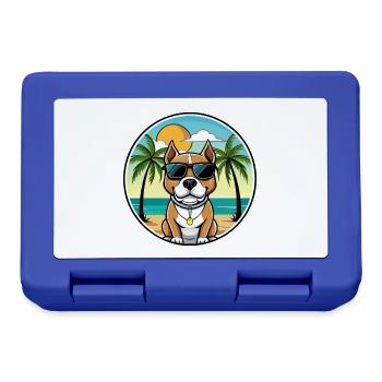 Pitbull Dog Breed Cartoon Sunglasses Beach - Lunchbox - royal blue - Front
