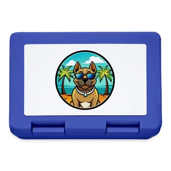 Perro De Presa Canario Hunderasse Cartoon Strand - Brotdose - Royalblau - Vorne