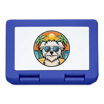 Malteser Hund Rasse Cartoon Sonnenbrille Strand - Brotdose - Royalblau - Vorne