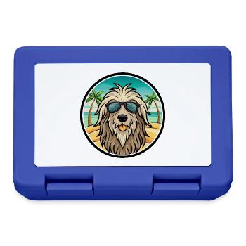 Bergamasco Chien Race Dessin Animé Lunettes De Soleil Plage - Boîte à goûter - bleu royal - Devant