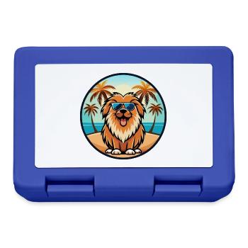 Leonberger Chien Race Dessin Animé Lunettes de Soleil Plage - Boîte à goûter - bleu royal - Devant