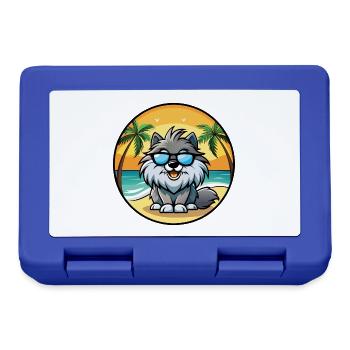 Keeshond Chien Race Dessin Animé Lunettes de Soleil Plage - Boîte à goûter - bleu royal - Devant