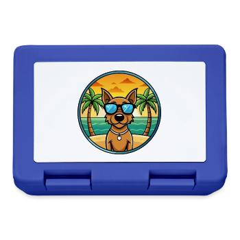 Jagdterrier Hunderasse Cartoon Sonnenbrille Strand - Brotdose - Royalblau - Vorne