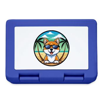 Hokkaido Dog Breed Cartoon Sunglasses Beach - Lunchbox - royal blue - Front