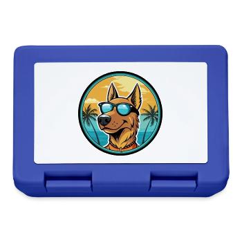 Deutscher Windhund Rasse Cartoon Sonnenbrille Strand - Brotdose - Royalblau - Vorne