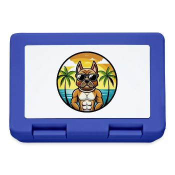 Deutscher Boxer Hund Rasse Cartoon Sonnenbrille Strand - Brotdose - Royalblau - Vorne