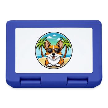 Corgi Hund Rasse Cartoon Sonnenbrille Strand - Brotdose - Royalblau - Vorne