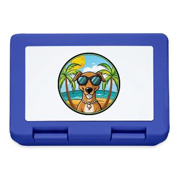 Kretischer Hund Hund Rasse Cartoon Sonnenbrille Strand - Brotdose - Royalblau - Vorne