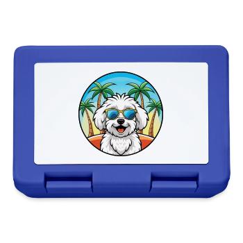 Bichon Frise Hunderasse Cartoon Sonnenbrille Strand - Brotdose - Royalblau - Vorne
