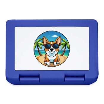 Strickjacke Welsh Corgi Hund Rasse Cartoon Sonnenbrille - Brotdose - Royalblau - Vorne