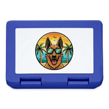 Belgian Shepherd Dog Breed Cartoon Sunglass Beach - Lunchbox - royal blue - Front