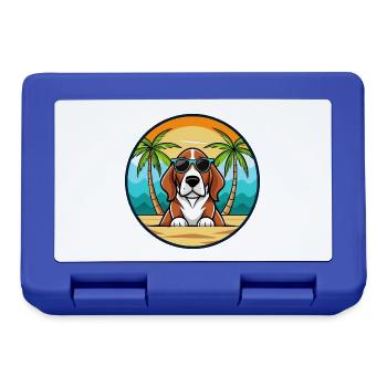Basset Artesien Normand Hunderasse Cartoon Beach - Brotdose - Royalblau - Vorne