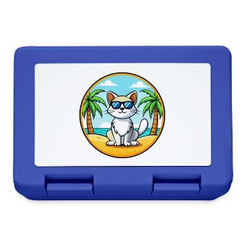 Türkische Van Katze Rasse Cartoon Sonnenbrille Strand - Brotdose - Royalblau - Vorne