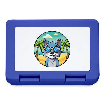 Russische blaue Katzenrasse Cartoon Sonnenbrille Strand - Brotdose - Royalblau - Vorne