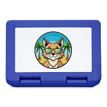 Eurasischer Luchs Katzenrasse Cartoon Sonnenbrille Strand - Brotdose - Royalblau - Vorne