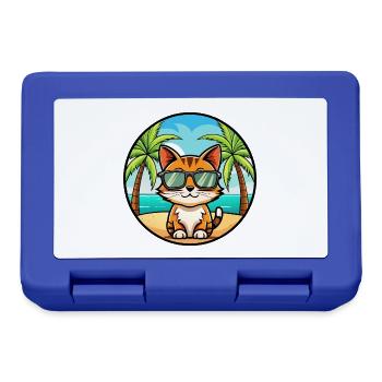 Somali Kurzhaar Katze Rasse Cartoon Sonnenbrille Strand - Brotdose - Royalblau - Vorne