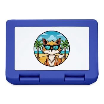 Somali Katzenrasse Cartoon Sonnenbrille Strand - Brotdose - Royalblau - Vorne