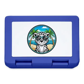 Schneeleopard Baby Katze Rasse Cartoon Sonnenbrille Strand - Brotdose - Royalblau - Vorne