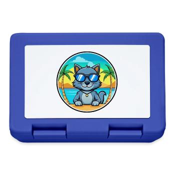 Russische blaue Katzenrasse Cartoon Sonnenbrille Strand - Brotdose - Royalblau - Vorne