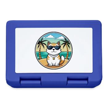 Japanische Bobtail Katzenrasse Cartoon Sonnenbrille Strand - Brotdose - Royalblau - Vorne