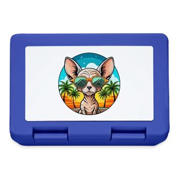 Devon Rex Katzenrasse Cartoon Sonnenbrille Strand - Brotdose - Royalblau - Vorne