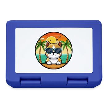 Burmesische Katzenrasse Cartoon Sonnenbrille Strand - Brotdose - Royalblau - Vorne