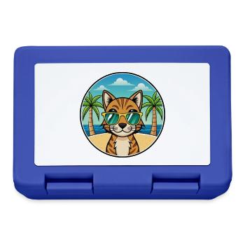Bengalische Katzenrasse Cartoon Sonnenbrille Strand - Brotdose - Royalblau - Vorne