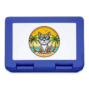 Amerikanische Bobtail Katzenrasse Cartoon Sonnenbrille Strand - Brotdose - Royalblau - Vorne