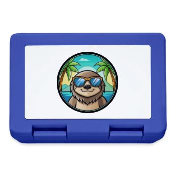 Faultier Lustige Cartoon Sommer Strand Sonnenbrille Cool - Brotdose - Royalblau - Vorne