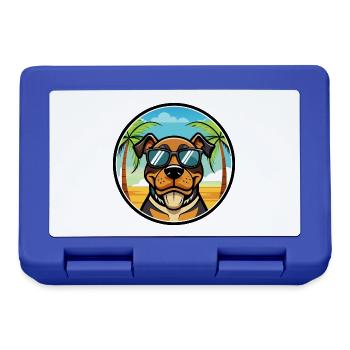 Lunettes de soleil Rottweiler Dog Cartoon Summer Beach - Boîte à goûter - bleu royal - Devant