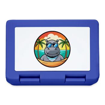 Nilpferd Lustige Cartoon Sommer Strand Sonnenbrille Cool - Brotdose - Royalblau - Vorne
