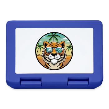 Tiger Lustige Cartoon Sommer Strand Sonnenbrille Cool - Brotdose - Royalblau - Vorne