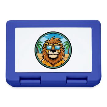 Lion Funny Cartoon Summer Beach Sunglasses Sticker - Lunchbox - royal blue - Front