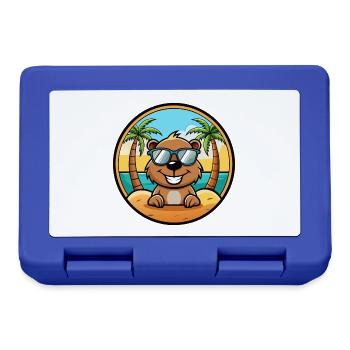 Biber Lustige Cartoon Sommer Strand Sonnenbrille Cool - Brotdose - Royalblau - Vorne