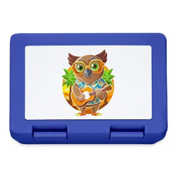 Lustige Eule Cartoon Sommer Strand Sonnenbrille Gitarre - Brotdose - Royalblau - Vorne