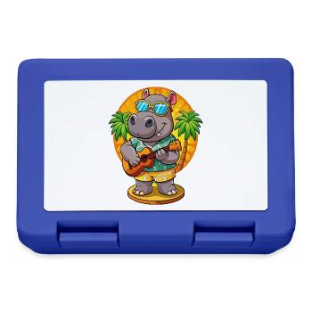 Lustige Nilpferd Cartoon Sommer Strand Sonnenbrille Gitarre - Brotdose - Royalblau - Vorne