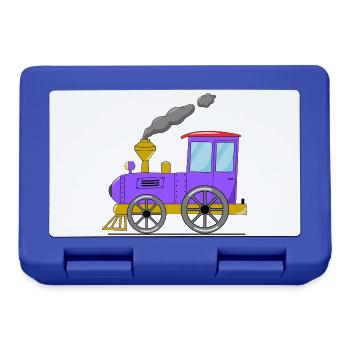 Kinderzug Eisenbahn lila - Brotdose - Royalblau - Vorne