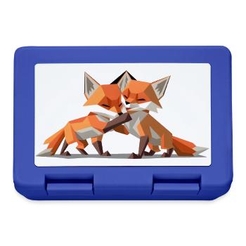 Low-poly Fox Cubs - Lunchbox - royal blue - Front