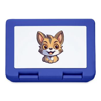 Pixie Bob Katze Cartoon Aquarell Illustration - Brotdose - Royalblau - Vorne