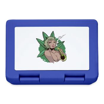Pin Up Girl Cannabis Marihuana Sexy Bong - Brotdose - Royalblau - Vorne