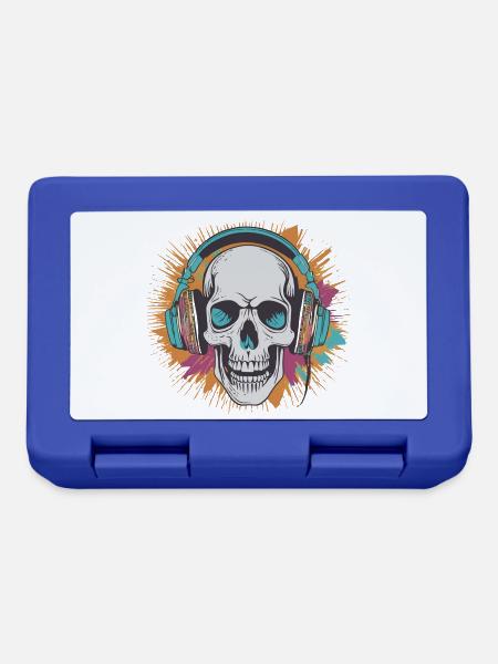 Totenkopf mit Kopfhörern - Brotdose - Royalblau