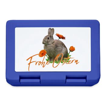 Frohe Ostern Osterhase - Brotdose - Royalblau - Vorne