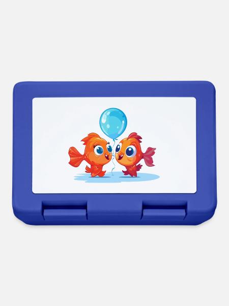 Fisch Kawaii Cartoon Haustier spielt mit Luftballons - Brotdose - Royalblau