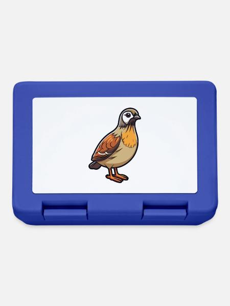 Wachtelkarikatur Kawaii Aquarellillustration - Brotdose - Royalblau