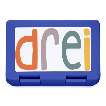 Dritter Geburtstag ich bin 3 Jahre Retro Design - Brotdose - Royalblau - Vorne