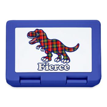 Wilder tartanfarbener karierter T-Rex-Dinosaurier - Brotdose - Royalblau - Vorne