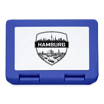 Hamburg-Deutschland-Skyline-Reiseabzeichen-Souvenir - Brotdose - Royalblau - Vorne