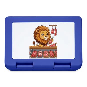 Löwe in der Fleischerei Metzger Chibi Design - Brotdose - Royalblau - Vorne