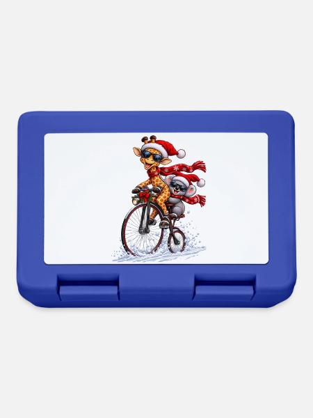 Festliche Penny Farthing Schneefahrt - Brotdose - Royalblau