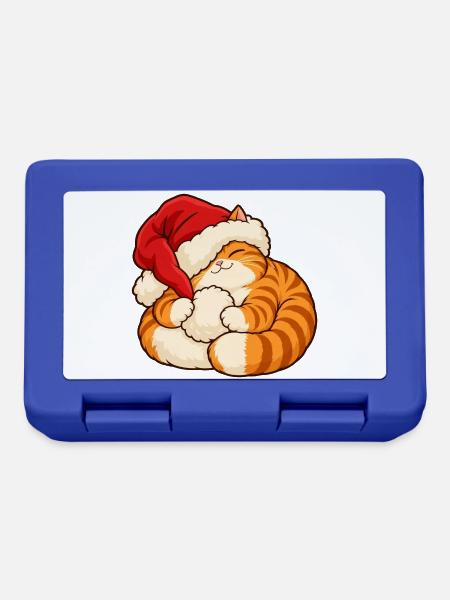 Weihnachten - Schlafendes Weihnachtskätzchen - Brotdose - Royalblau